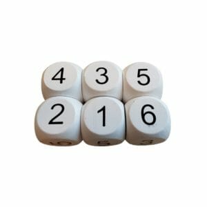 Dobbelstenen met grote cijfers - wit