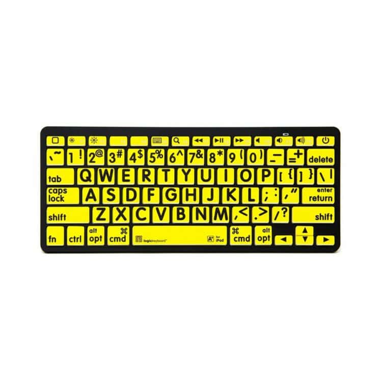 Apple bluetooth grootletter toetsenbord gele achtergrond
