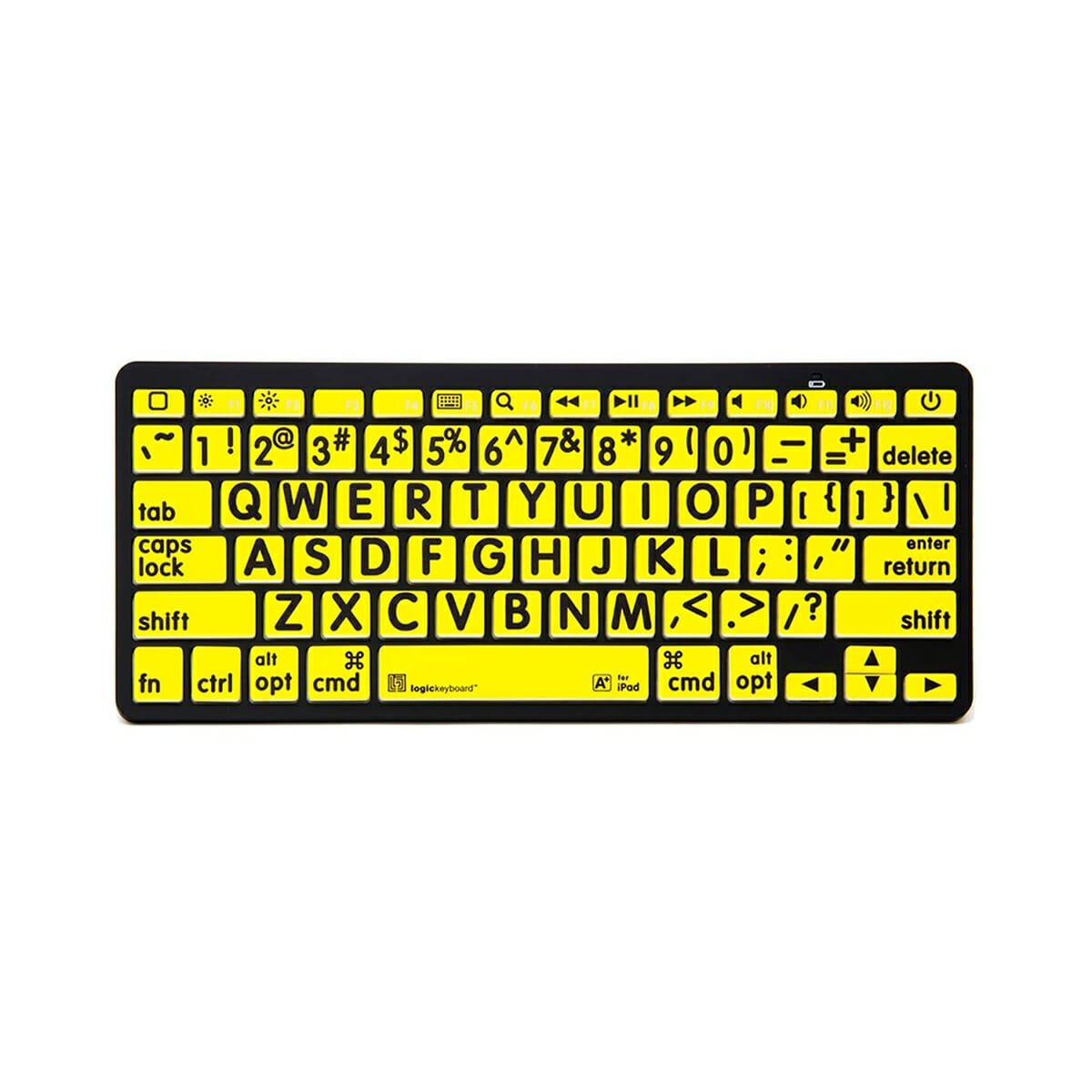 Apple bluetooth grootletter toetsenbord gele achtergrond