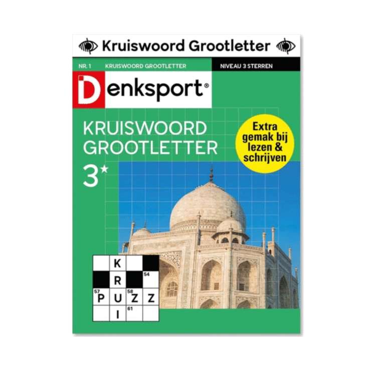 Denksport grootletter kruiswoordpuzzel